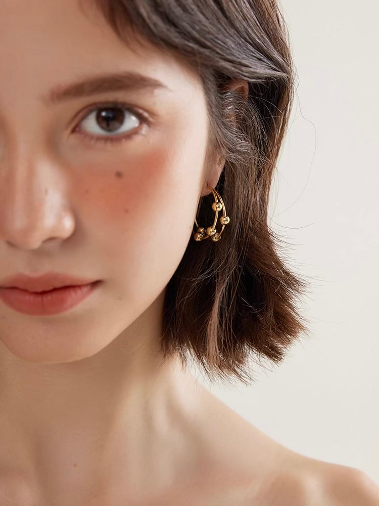 Double Layer Beaded Hoop Earrings