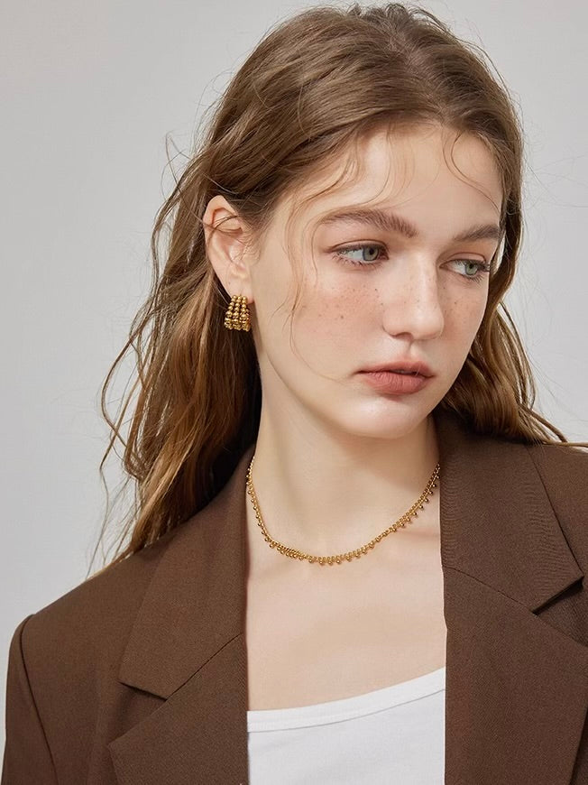 Gold Beaded Hoop Earrings