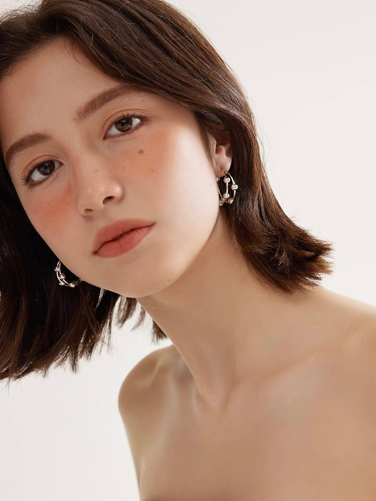 Double Layer Beaded Hoop Earrings