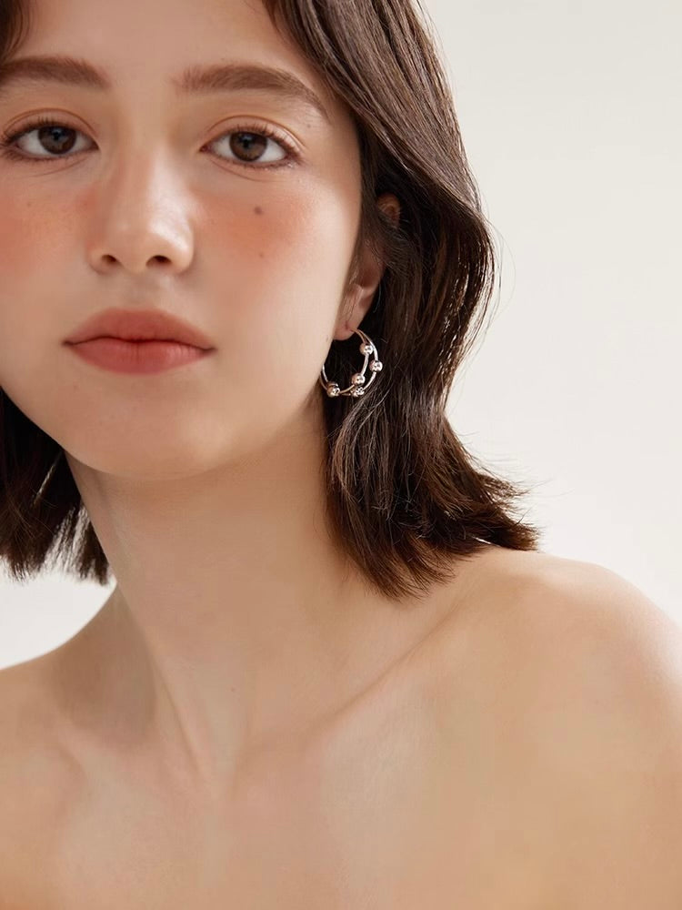 Double Layer Beaded Hoop Earrings