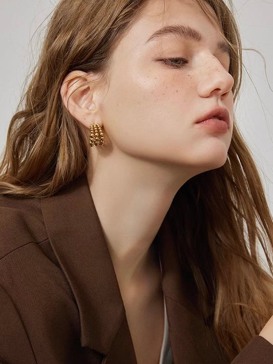 Gold Beaded Hoop Earrings