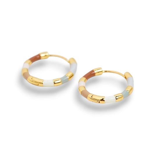 Gold & Enamel Hoop Earrings - Nonstop Jewel 