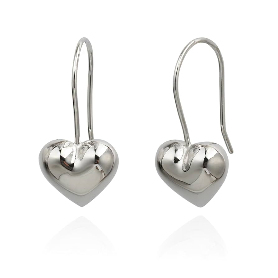 Silver Engraved Heart Hook Earrings - Nonstop Jewel 