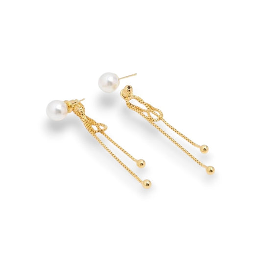 Ribbon Pearl Earrings - Nonstop Jewel 