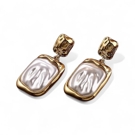 Golden Baroque Pearl Drop Earrings - Nonstop Jewel 