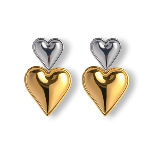 Two-Tone Heart Earrings - Nonstop Jewel 