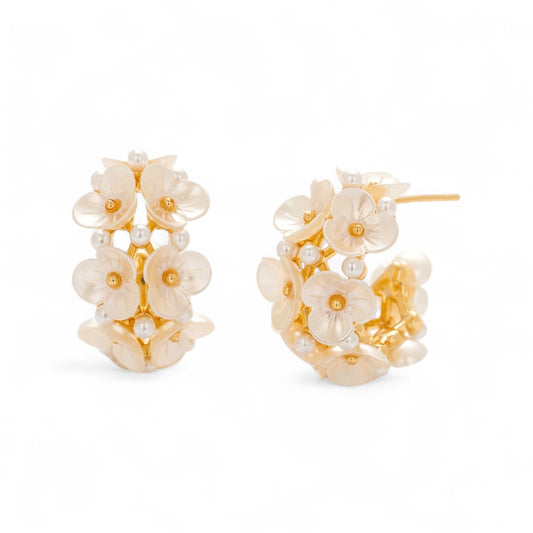 Floral Hoop Earrings - Nonstop Jewel 