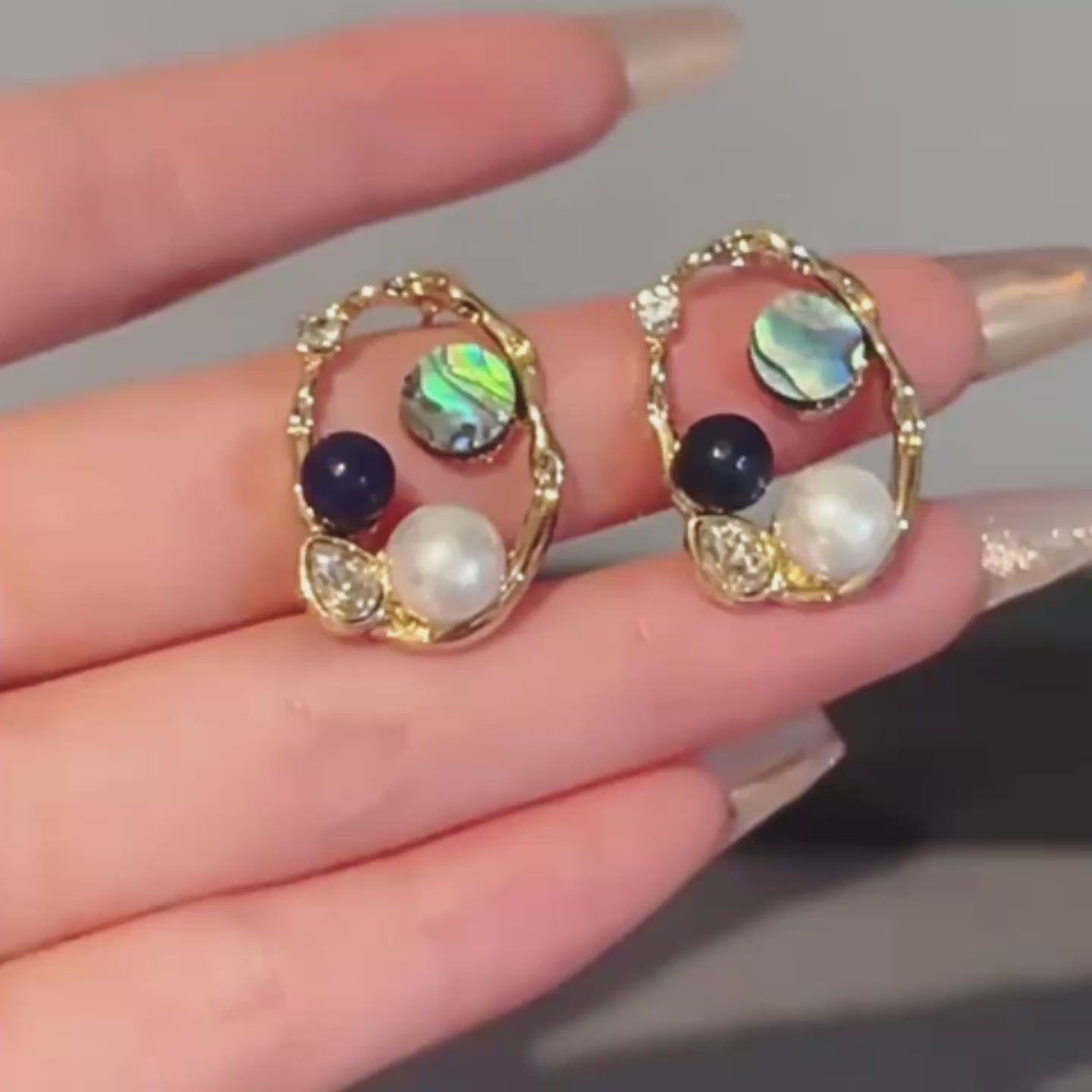 Irregular Pearl & Shell Art Earrings
